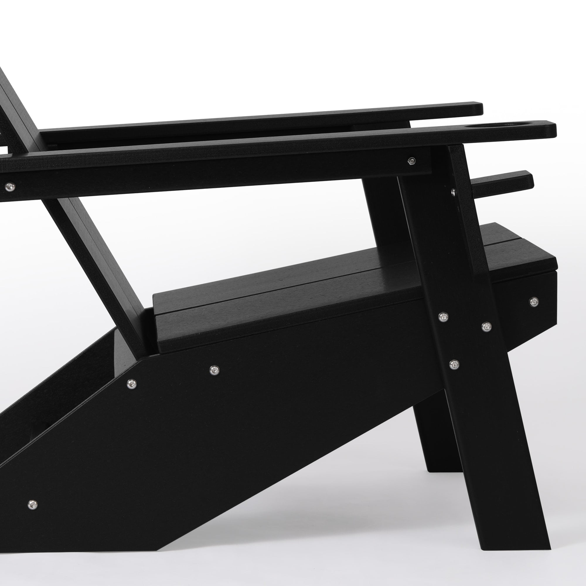 WestinTrends Riviera Outdoor HDPE Modern Adirondack Chair with Cup Holder (Set of 4), Black