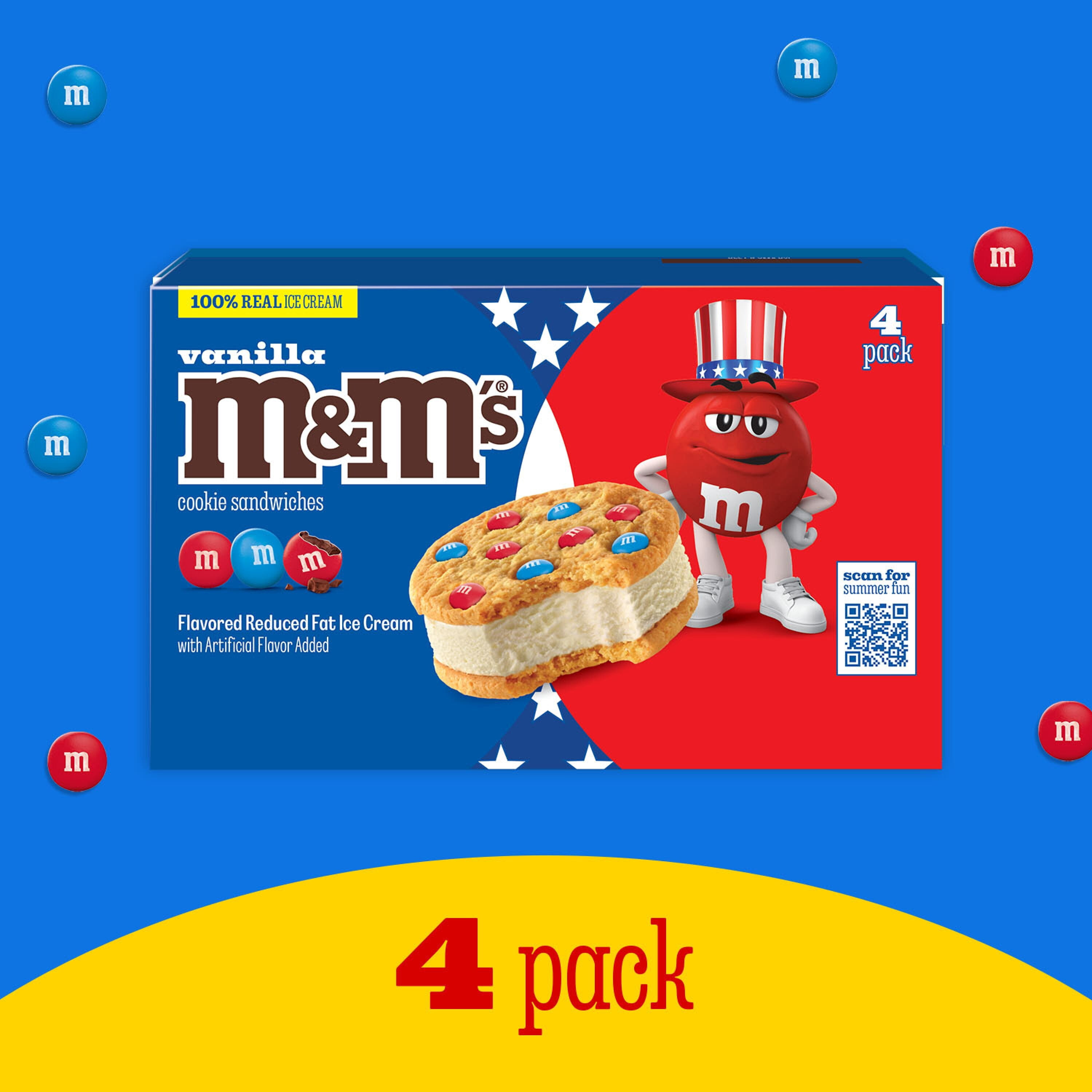 M&M's Vanilla Ice Cream Cookie Sandwiches, 16 fl oz, 4 Pack