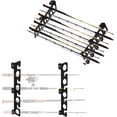 thumbnail image 1 of PinesC 2 Pair 16 Rods Fishing Rod Rack, Ceiling or Wall Mount Fishing Pole Holder Horizontal Overhead Hanger Storage Rack for Boat,Garage,Home,Cabin,Basement - Save Space black, 1 of 5