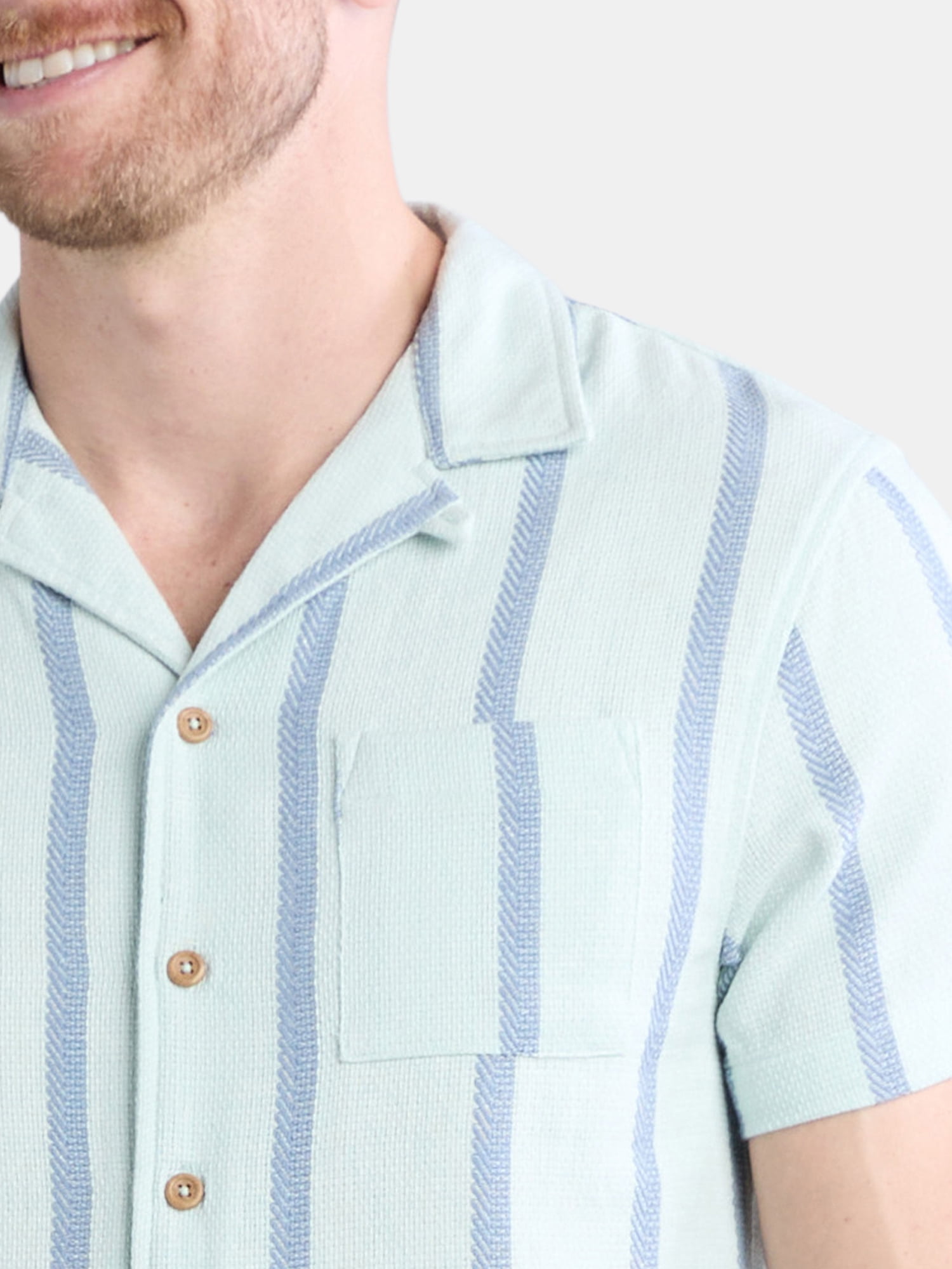 Fly By Night Men’s and Big Men’s Tour Striped Button Up Shirt with Short Sleeves, Sizes S-3XL