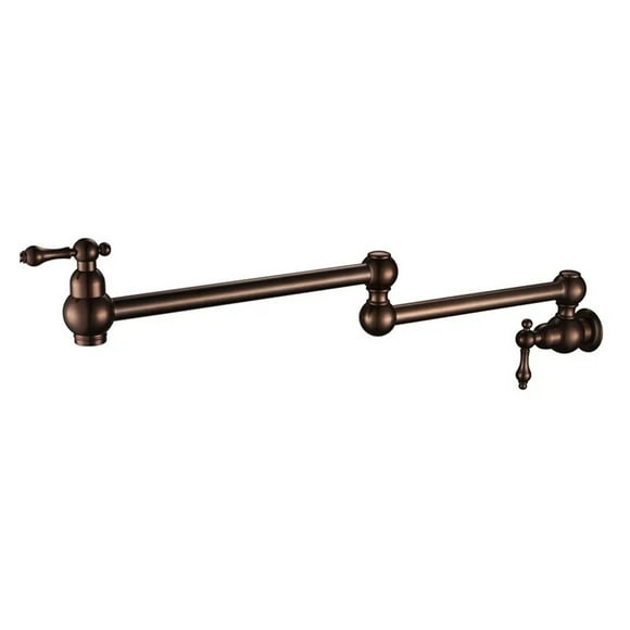 Wall Mounted Dual Shut Off Valve Pot Filler Faucet With 22" Double-Jointed Swinging Spout Lever Handles ,Easy to Install