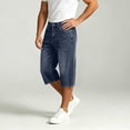 thumbnail image 5 of LMOIPLI Mens Baggy Denim Capri Pants Wide Leg Cropped Jeans Loose Fit Classic Washed Denim Stylish Casual Streetwear Trousers for Daily Outdoor Activities Blue XXL, 5 of 7