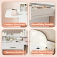 thumbnail image 3 of Pipleo Makeup Vanity Desk with Mirror and Lights, Power Outlet, 34.25”Small Vanity Mirror with Lights with Large Drawer, Foldable Shelve＆6 Storage, White Vanity with 3 Lighting Modes, 3 of 9