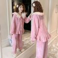 thumbnail image 3 of Pijamas cálidos de franela para mujer, ropa de dormir gruesa para la familia, conjuntos de salón de lana Coral, para el hogar, navidad, 3 of 4
