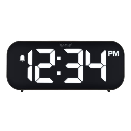 La Crosse Technology Black Insta-Set Digital LED Alarm Clock with Bluetooth Technology, 617-714