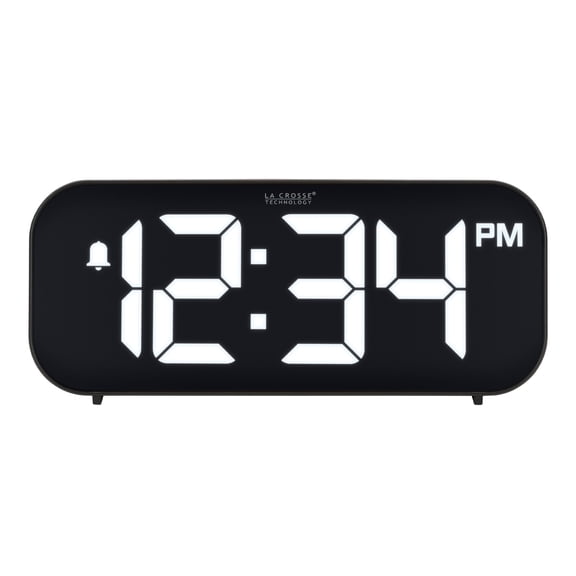 La Crosse Technology Black Insta-Set Digital LED Alarm Clock with Bluetooth Technology, 617-714