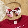 thumbnail image 4 of GRNSHTS Infant Baby Girl Outfits "I got it from my mama" Letter Print Romper Tops + Floral Skirts + Headband Summer 3PCS Clothes Set (Wine Red,18-24 Months), 4 of 11