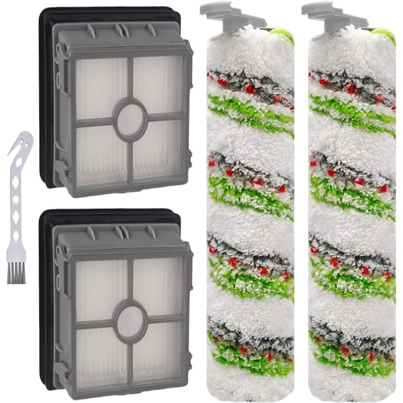 Replacement Parts for Bissell 3277 3011: Crosswave X7-Pet-Pro 3276A 3279 3055, 2 Roller Brushes, 2 HEPA Filters