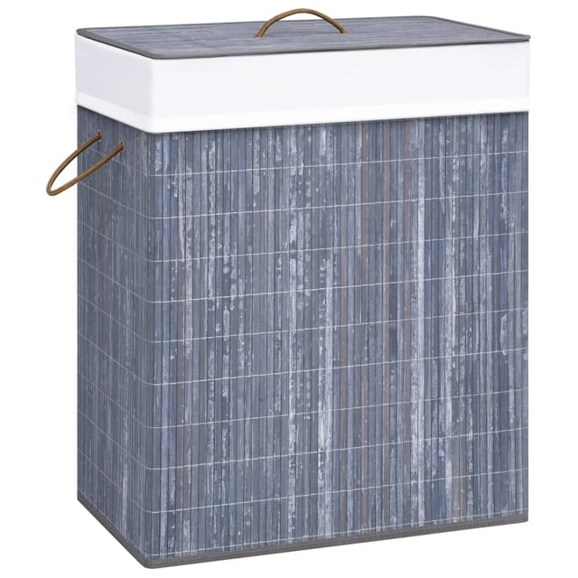 vidaXL Panier à Linge en Bambou Gris 83 L