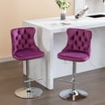 thumbnail image 5 of Holaki Set Of 2, Modern Classic Swivel Velvet Barstools, 25-33 Inch Adjusatble Seat Height, Upholstered Chrome Base Bar Stools With Backs Tufted, For Home Pub, Living Room(Silver Base+Purple), 5 of 8