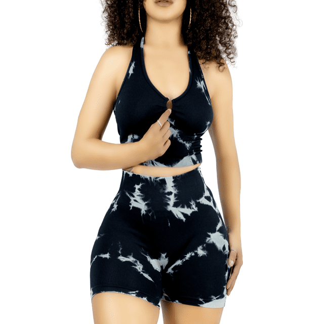 Conjunto Deportivo Casual Mujer Short y Blusa Stretch Tye-Dye, Comodidad y Estilo UNITALLA