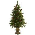 thumbnail image 3 of Nearly Natural 4 ft. Pre-lit Christmas Tree with Berries, Pine Cones & Urn - Clear Lights, 3 of 7