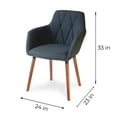 thumbnail image 4 of 3 Piece Dining Set, 2 Modern Style Solid Wood Alba Armchairs w Round Dining Table, Kitchen Set for Two, Modern Armchairs and Round Table, Dining Table Set, Dark Gray Color, 4 of 10