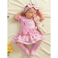 thumbnail image 4 of My First Easter Baby Girl Outfit Bunny Long Sleeve Romper + Layered Ruffle Bloomers Tutu Skirt Shorts + Socks + Headband 4Pcs Cute Clothes Set, 4 of 9