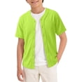 thumbnail image 2 of UACY Boys Baseball Jersey Button Down Blank Solid Color Short Sleeve Shirts Hipster Hip Hop Active Team Sports Uniforms (Green, 5-6 Years), 2 of 9