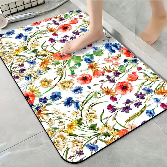 1pc Multicolor Watercolor Bathroom Rug Bathroom Decor and Accessories- Durable,Anti Slip,And Quick Drying,Suitable For Indoor/outdoor Use - Perfect For Bathrooms,Bedrooms,Kitchens