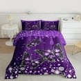 thumbnail image 2 of Manfei Dreamy Purple Butterfly Full Size Comforter Sets,Bling Print Bedding Comforter Set,Fashion Diamond Bedding Sets For Girls,Super Cozy Room Decor,3-Piece, 2 of 8