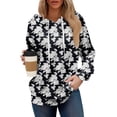 thumbnail image 2 of Hoodies For Women Oversized Winter Cute Sweatshirts Pullover Trendy Fall Clothes, Retro Geometric Print Lightweight Design without Pockets for Fall Winter Comfort,Black,L, 2 of 8