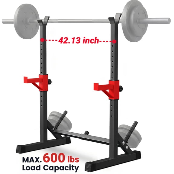 Barbell Rack,Blacksmith Adjustable Squat Rack with 12 Height & 6 Width Levels and 600 lbs Capacity,Black