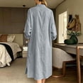 thumbnail image 4 of HBGVBA Women's V Neck Plus Size Dresses Long Sleeve Side Slit Pocket Loose Solid Color Midi Casual Dress, 4 of 6
