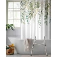 thumbnail image 2 of Split Shower Curtain for Transfer Bench, Spring Botanical Fabric Shower Curtains for Bathroom, Teal Eucalyptus Leaves Watercolor Tub Sliding Transfer Bench Waterproof Bath Curtains 72"x78", 2 of 9