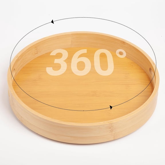 10in Bamboo Lazy Susan Turntable Organizer and Storage with Tall Side Anti Fall for Tabletop Countertop Cabinet Pantry,Spice and Can Spinning Turntable Storage Wooden Spinning Tray for Kitchen