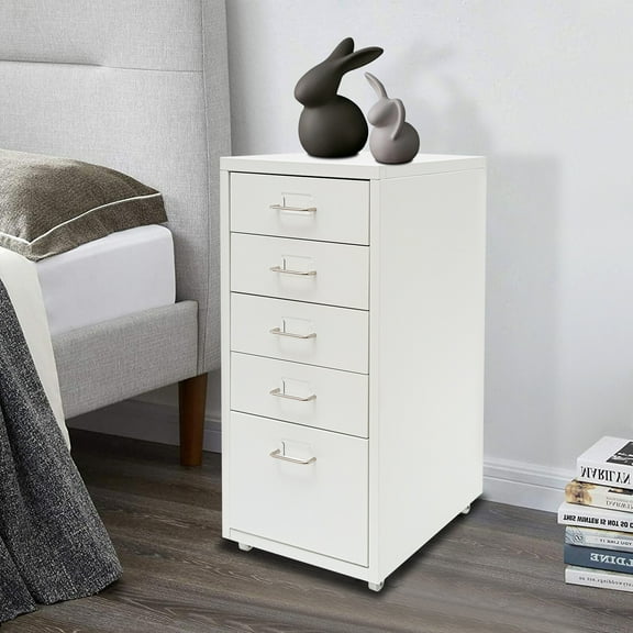 5 Drawers White Dresser Wooden Storage Dressers Chests of Drawers for Bedroom