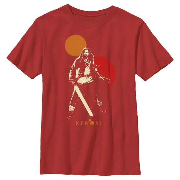 Boy's Star Wars: Obi-Wan Kenobi Two Suns and Kenobi Outline  Graphic Tee Red Small