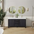 thumbnail image 3 of Leon 60" Double Bathroom Vanity in Fir Wood Black w/Lightning White top&Mirror, 3 of 17