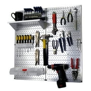 Steel Pegboard Utility Tool Storage Kit - Galvanized Steel Pegboard & White Accessories