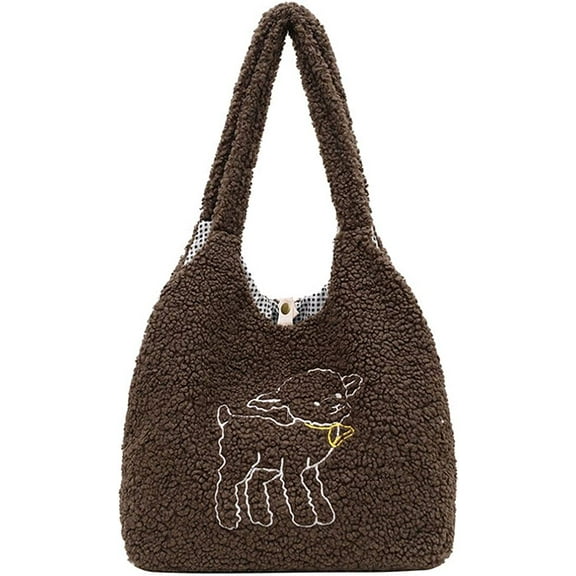 YOUI-GIFTS Plush Clutch Handbag Faux Fur Tote Bag Fluffy Shoulder Bag large Leopard Cute Animal Clutch Hobo Bag