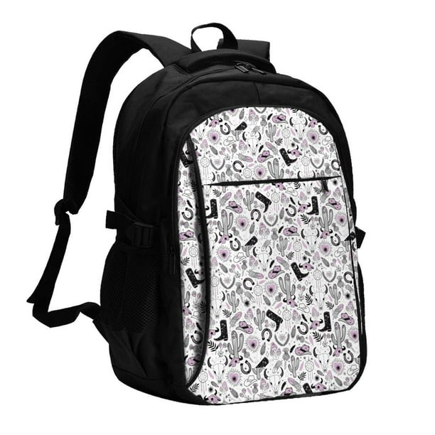 Fotbe Cowboy Mochila con Estampado y Puerto USB para Hombre y Mujer, Mochila Antirrobo, Mochila de Viaje, Mochila Escolar, Mochila Universitaria