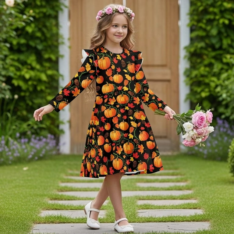 birthday fall dress Flower Girl Dress Long Sleeve Floral Burnt Orange Flower Girl Dresses Fall Flower Girl Dress Embroidery Dress Fairy Dress 1st Birthday Dress
