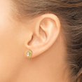 thumbnail image 3 of Solid 14k Yellow Gold White Topaz and Diamond Heart Earrings - 17mm, 3 of 5