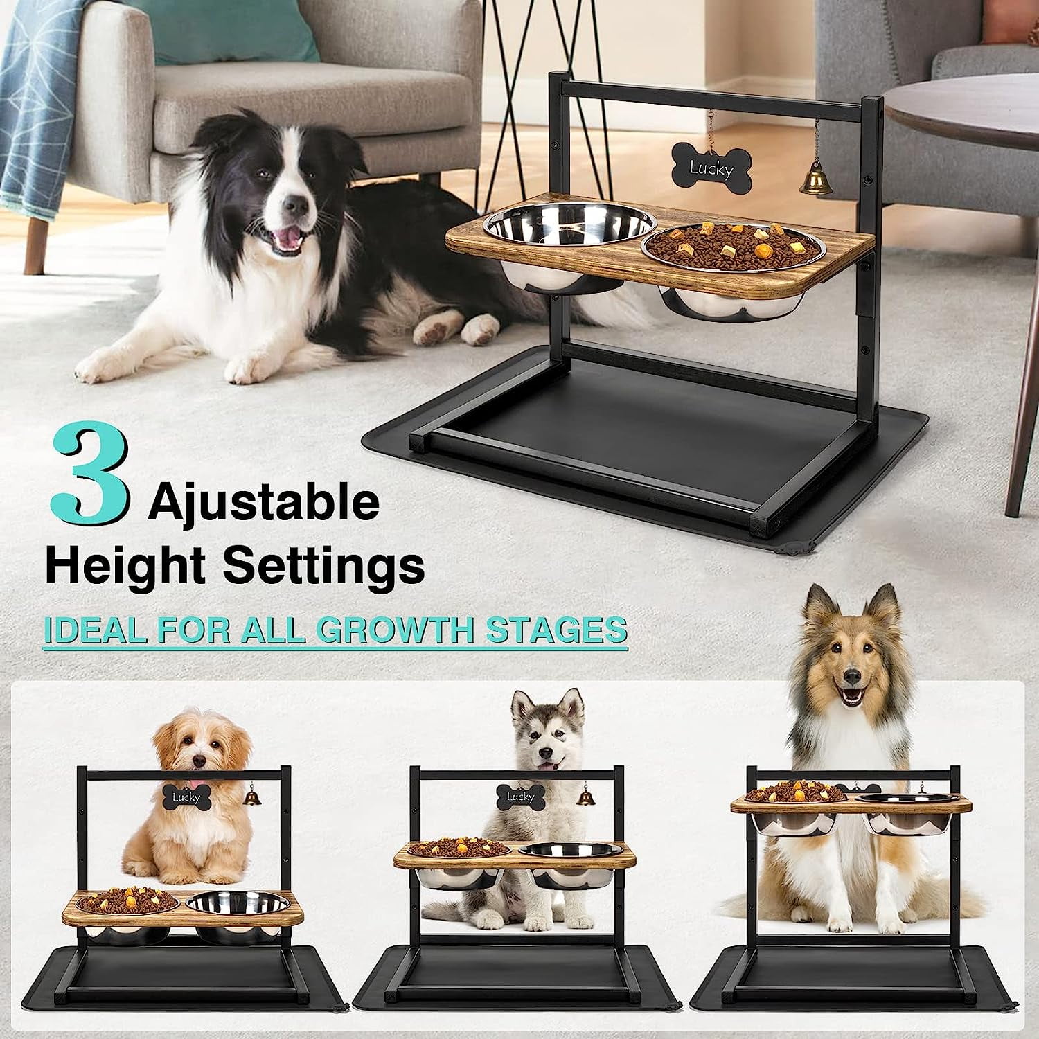 Multi-level Adjustable Elevated Dog Table and Bowls – WOOFELITE