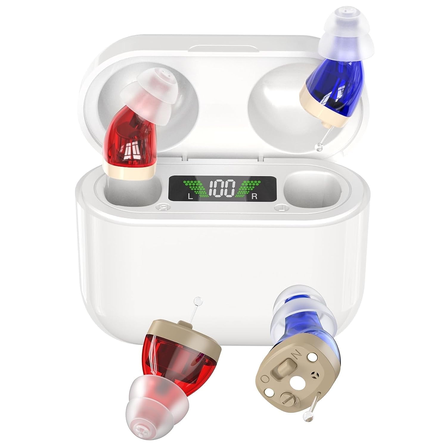 MEDca Rechargeable Hearing Amplifier Personal Sound Amplifier Pair for Seniors - White