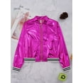 thumbnail image 7 of IEFIEL Girls Boys Metallic Bomber Jacket Juniors Long Sleeve Bronzing Coat Outerwear for Hip Hop Jazz Dance Rose-B 16, 7 of 7