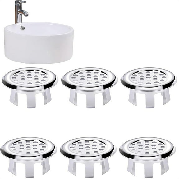NOGIS 6 Pack Sink Overflow Ring Bathroom Sink Overflow Trim Ring Stainless Steel Mesh Round Hole Cover for Bathroom Kitchen Sink Basin Trim Overflow Cover(Mesh Hole)