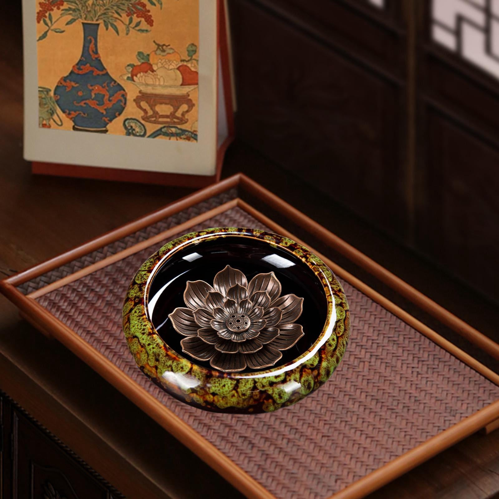 WLPZXP Incense Holder for Sticks Lotus Incense Holder Convenient Elegant Incense Burner Green
