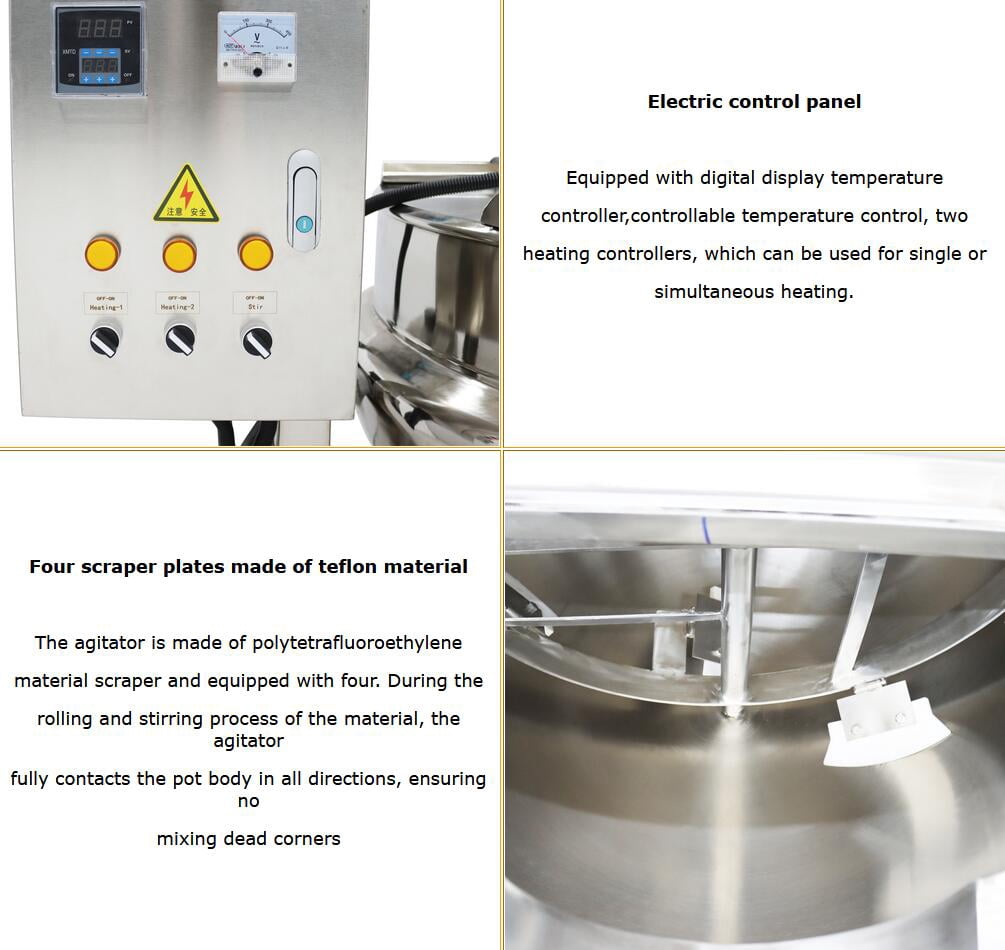 Electric Sauce Jam Tilting Jacketed Kettle Cooking Stirring Sandwich Pot 200L