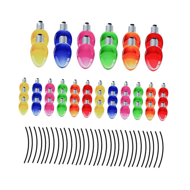 Calcomanías reflectantes navideñas para automóviles, prácticas pegatinas decorativas para la carrocería del automóvil 48 bombillas 32 líneas