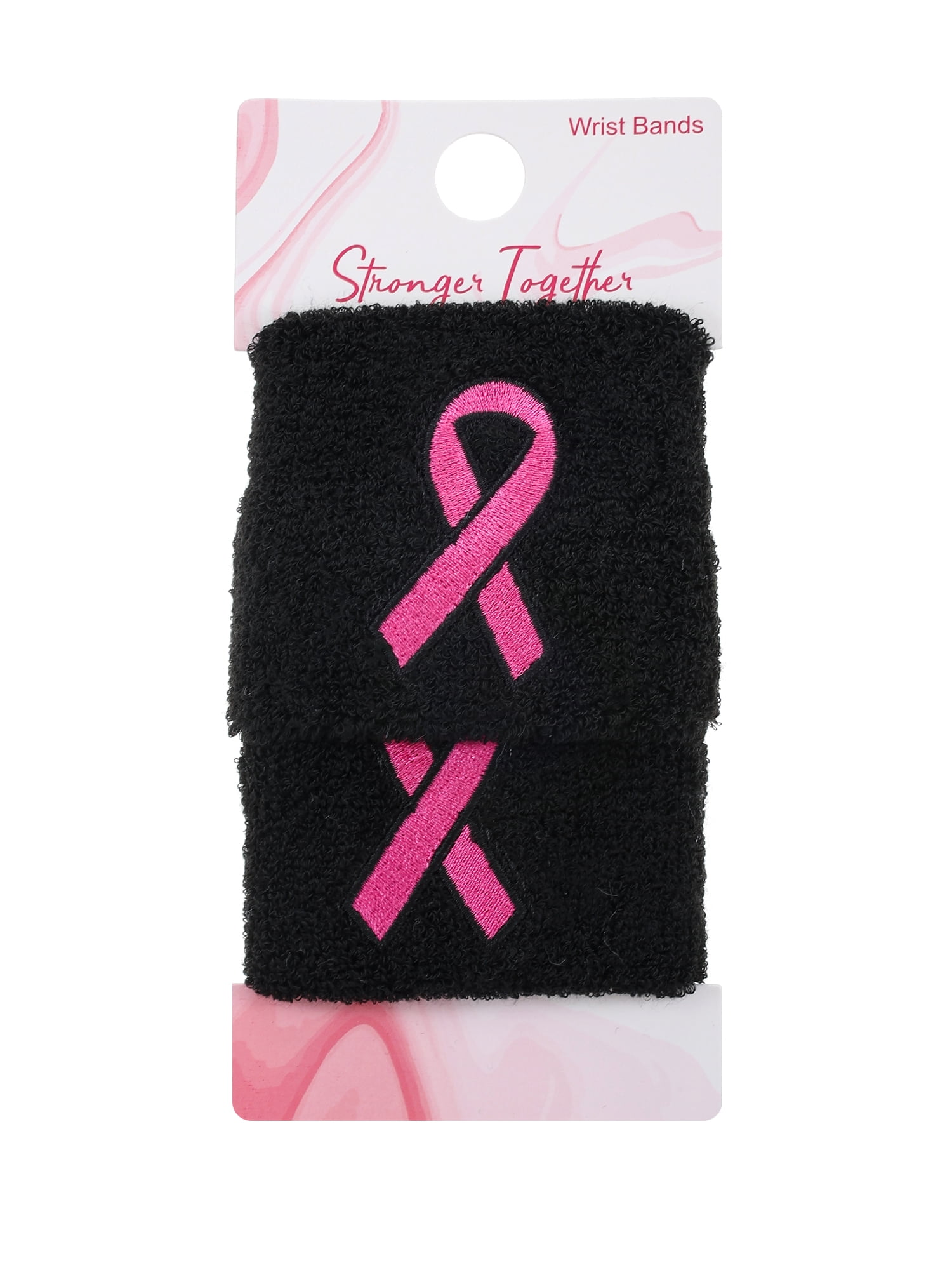 Breast Cancer Awareness Sweat Bands, 2 Pieces, Black