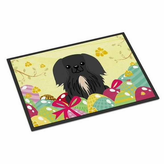 Carolines Treasures BB6107MAT 18 x 27 in. Easter Eggs Pekingnese Black Indoor or Outdoor Mat