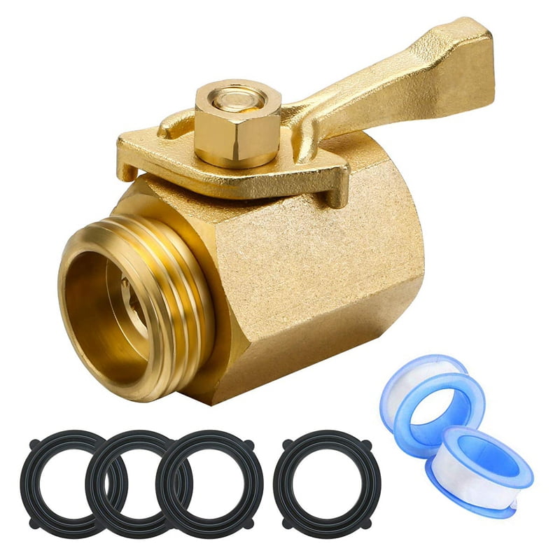 3/4 Inch Brass Long Handle Shut Off Valve Garden Hose Connector with 6