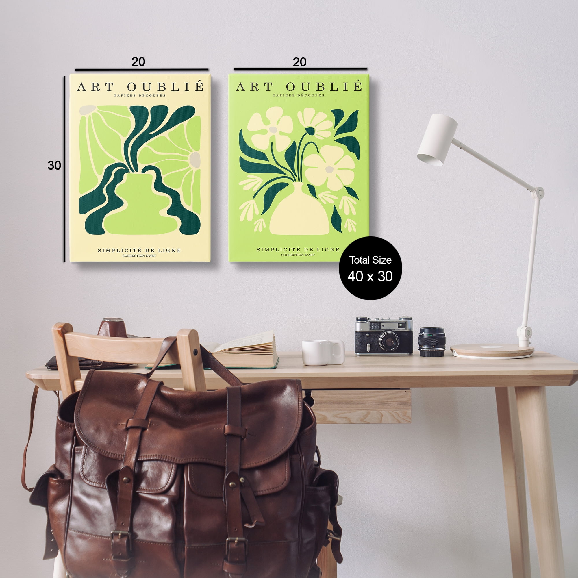 Stupell Industries Green French Museum Poster Text & Numbers Painting Wrapped Canvas Art Print Wall Art, 20 x 30, Set of 2