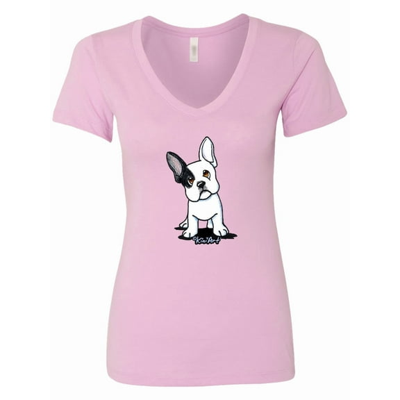 Inktastic B/w Frenchie (darks) Women's V-Neck T-Shirt