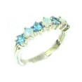 thumbnail image 1 of LBG British Made 10k White Gold Natural Opal & Blue Topaz Womens Eternity Ring - Size 7.25 - 33 size options, 1 of 6