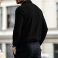 thumbnail image 4 of Men's Solid Color Waffle Knit Quarter Zip Pullover Long Sleeve Polo Sweater Slim Fit Casual Tops, 6XL, 4 of 5