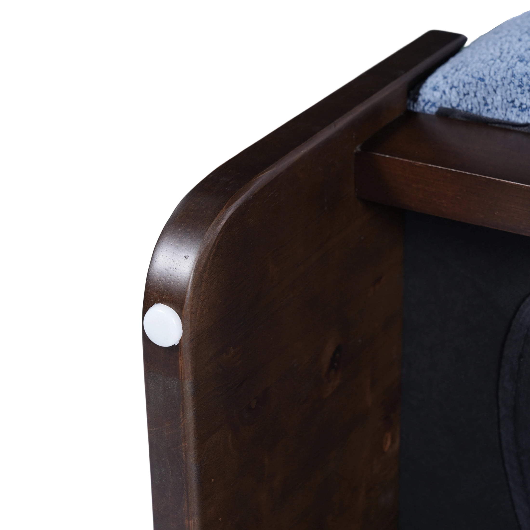 Christopher Knight Home Loop Yarn Rectangle Ottoman Bench with Brown Wooden Legs and Blue Upholstered