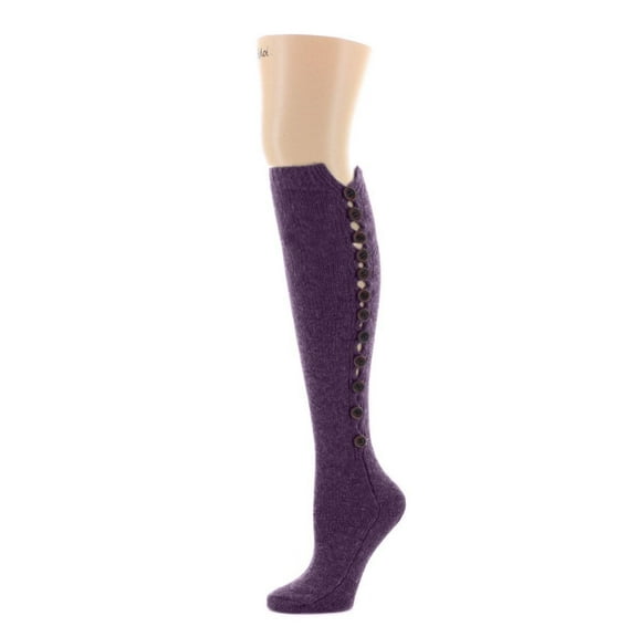 MeMoi Buttonlap Chunky Knit Knee High Socks - Womens - Female